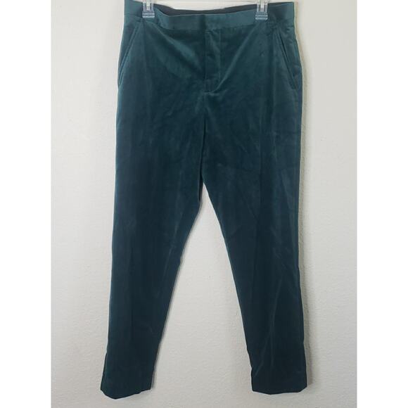JF J.Ferrar Green Evening Edition Slim Dress Pants Size 32 R Velvet ? Soft - Picture 1 of 7